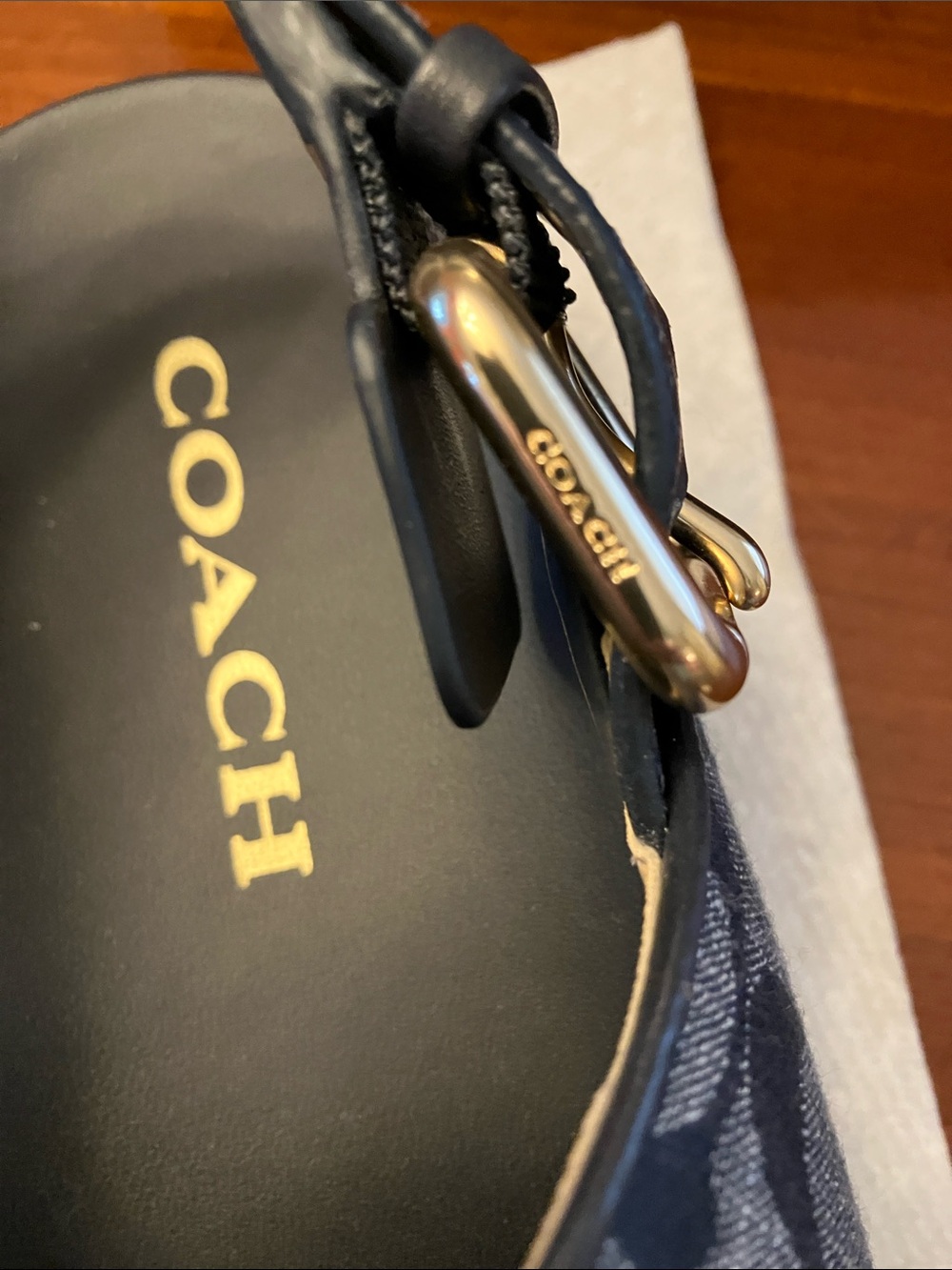 COACH.Navy Signature Canvas Crisscross Slingback Sandals with Box. Size 7 Worn 1 - Picture 9 of 16